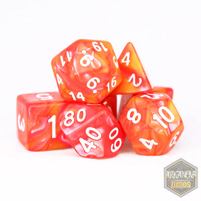 Gemini - Naranjo/Rojo | Dados para juegos de rol y mesa en PiedraBruja Chile