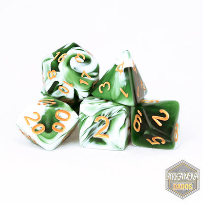 Gemini - Blanco/Verde | Dados para juegos de rol y mesa en PiedraBruja Chile