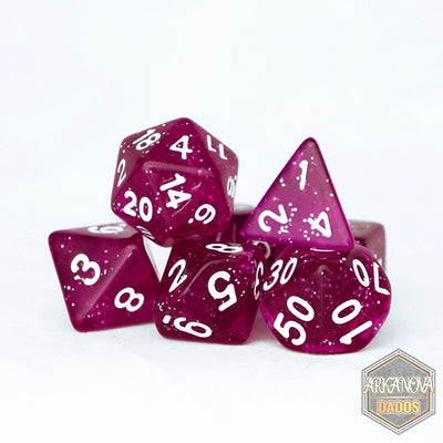 Glitter - Fucsia | Dados para juegos de rol y mesa en PiedraBruja Chile