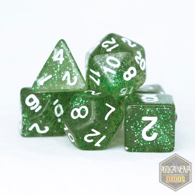 Glitter - Verde | Dados para juegos de rol y mesa en PiedraBruja Chile