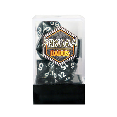 Marmolados - Negro | Dados para juegos de rol y mesa en PiedraBruja Chile