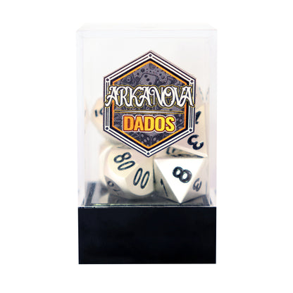 Metálico Acero | Dados para juegos de rol y mesa en PiedraBruja Chile