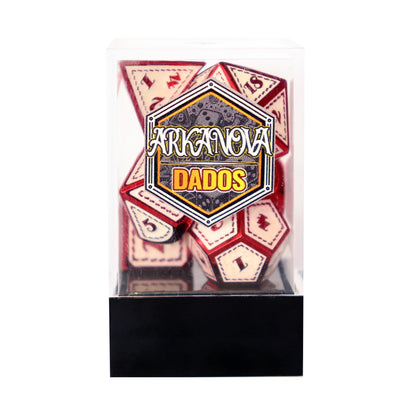 Metálico Rojo Esmaltado Blanco | Dados para juegos de rol y mesa en PiedraBruja Chile