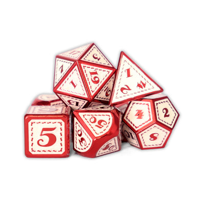 Metálico Rojo Esmaltado Blanco | Dados para juegos de rol y mesa en PiedraBruja Chile