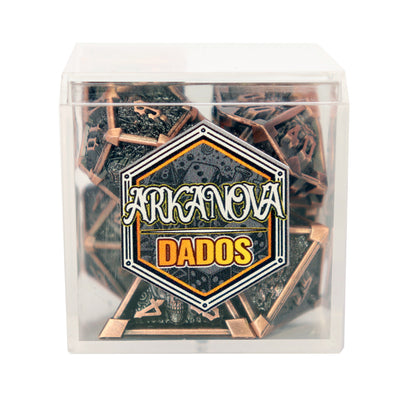 Metálico Cobre Fantasía Negro | Dados para juegos de rol y mesa en PiedraBruja Chile