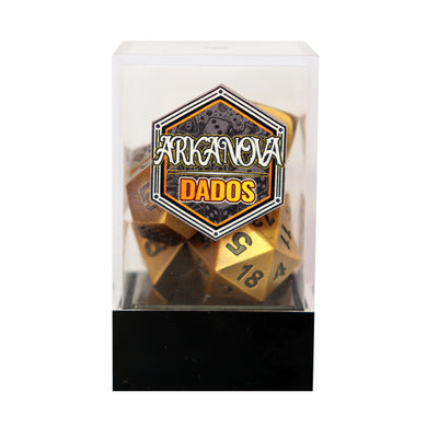 Metálico Dorado | Dados para juegos de rol y mesa en PiedraBruja Chile