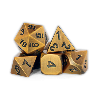 Metálico Dorado | Dados para juegos de rol y mesa en PiedraBruja Chile
