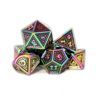 Metálico Escamado Cromado | Dados para juegos de rol y mesa en PiedraBruja Chile