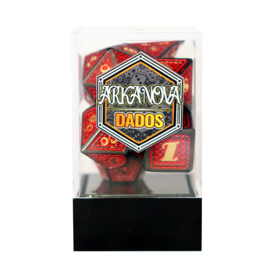 Metálico Escamado Hierro Rojo | Dados para juegos de rol y mesa en PiedraBruja Chile