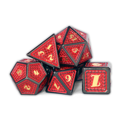 Metálico Escamado Hierro Rojo | Dados para juegos de rol y mesa en PiedraBruja Chile