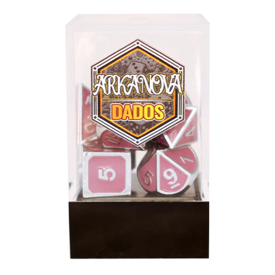 Metálico Esmaltado Morado Plateado | Dados para juegos de rol y mesa en PiedraBruja Chile
