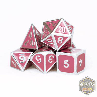 Metálico Esmaltado Morado Plateado | Dados para juegos de rol y mesa en PiedraBruja Chile