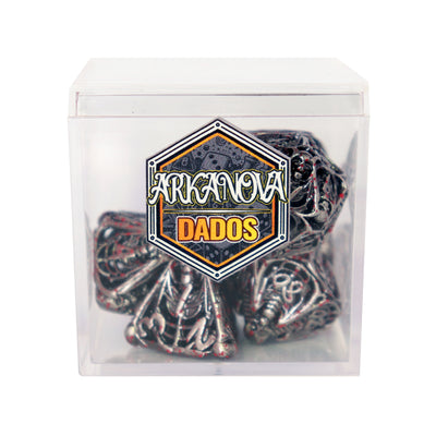 Metálicos - Filigrana de Calavera en Hierro Sangriento | Dados para juegos de rol y mesa en PiedraBruja Chile