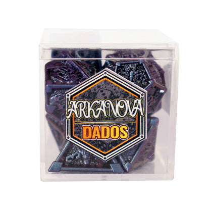 Metálico Morado Fantasía | Dados para juegos de rol y mesa en PiedraBruja Chile