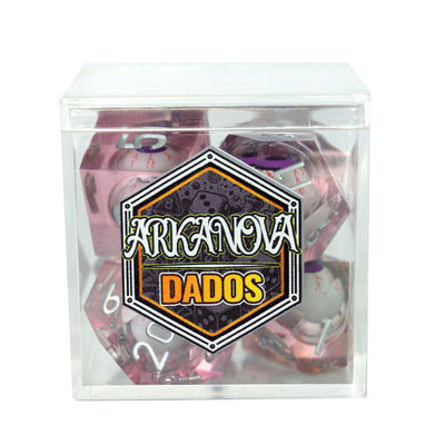 Rellenos - Set Rosa con Ojo Azul | Dados para juegos de rol y mesa en PiedraBruja Chile