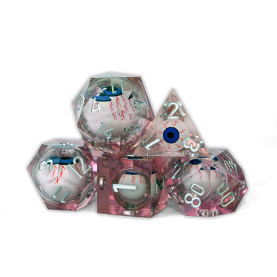 Rellenos - Set Rosa con Ojo Azul | Dados para juegos de rol y mesa en PiedraBruja Chile