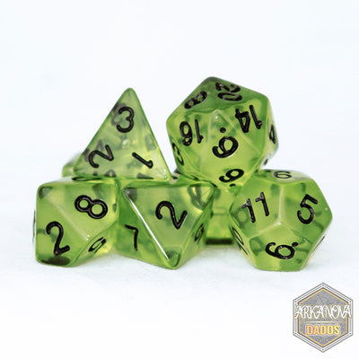 Transparentes - Verde Limón | Dados para juegos de rol y mesa en PiedraBruja Chile