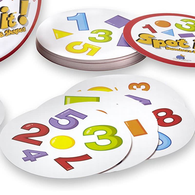 Contenido del juego de mesa educativo para niños Dobble formas y números