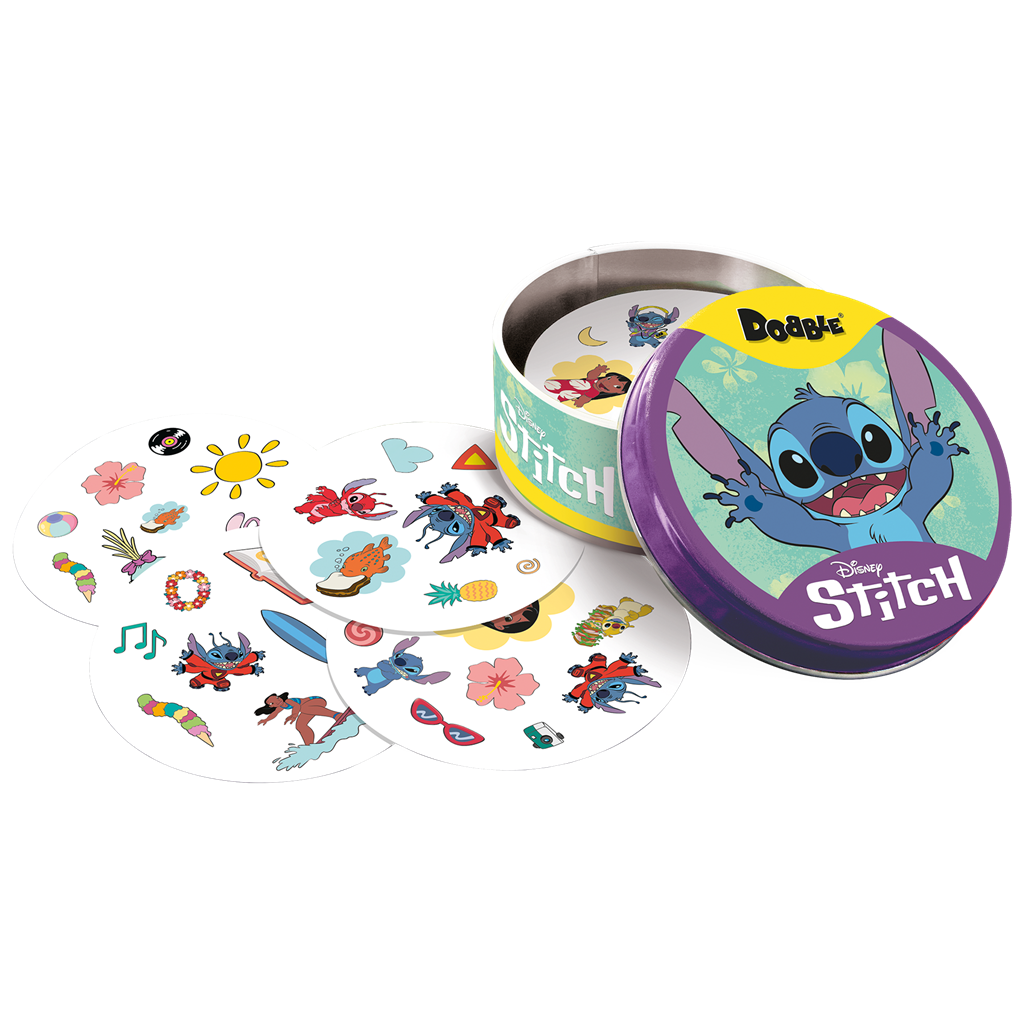 Lata de cartas del juego de mesa educativo dobble lilo y stich