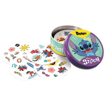 Lata de cartas del juego de mesa educativo dobble lilo y stich