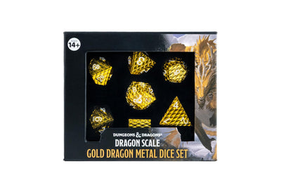 Metálico Dragon Scale Metal Gold | Dados para juegos de rol y mesa en PiedraBruja Chile