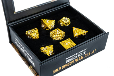 Metálico Dragon Scale Metal Gold | Dados para juegos de rol y mesa en PiedraBruja Chile
