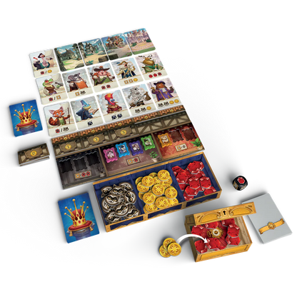 Componentes y contenido del juego de mesa For a Crown