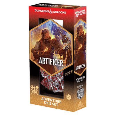 Artificer Clear/Red - Adventure Dice | Dados para juegos de rol y mesa en PiedraBruja Chile