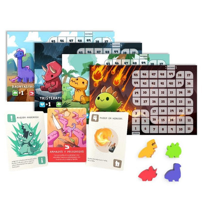 Contenido del juego de mesa happy little dinosaurs