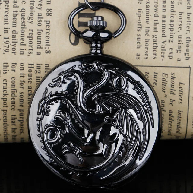 Locket Targaryen + Mini Dados Metálicos - Acero Negro