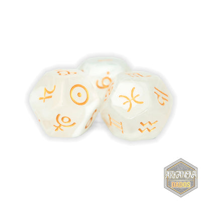 Zoodiaco 3D12 Blanco | Dados para juegos de rol y mesa en PiedraBruja Chile
