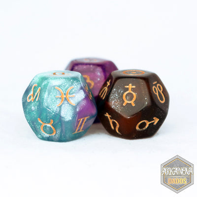 Zoodiaco 3D12 Marmolado | Dados para juegos de rol y mesa en PiedraBruja Chile
