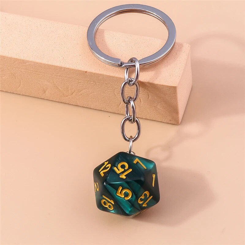 Llavero dado D20 - Verde