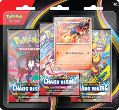 Mega Evolution Chaos Rising 3-Pack Blister ING | Pokémon TCG, sobres, cartas pokemon y coleccionables en PiedraBruja Chile