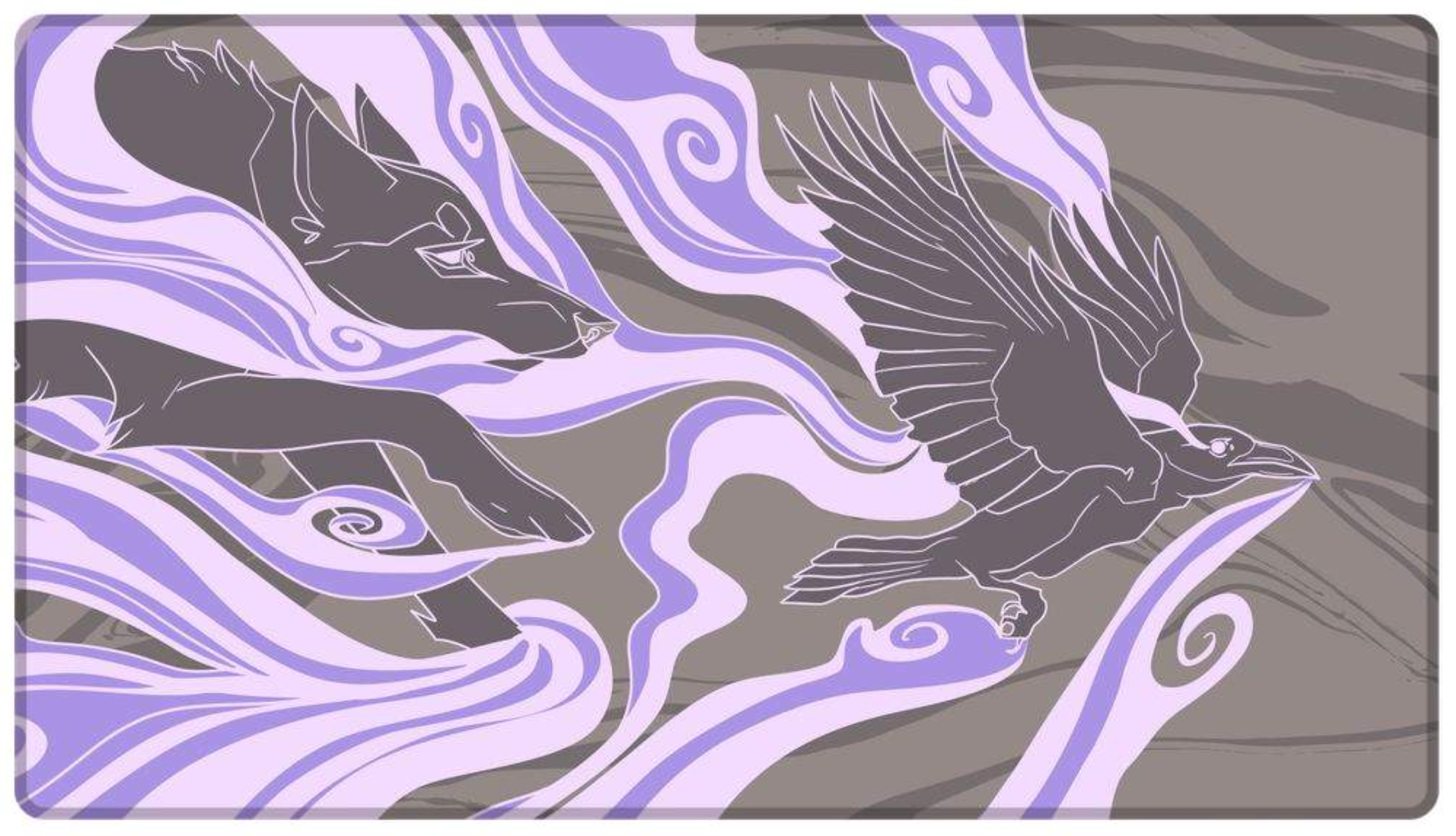 Playmat WOLF & RAVEN - Arte por: @_crystalwings