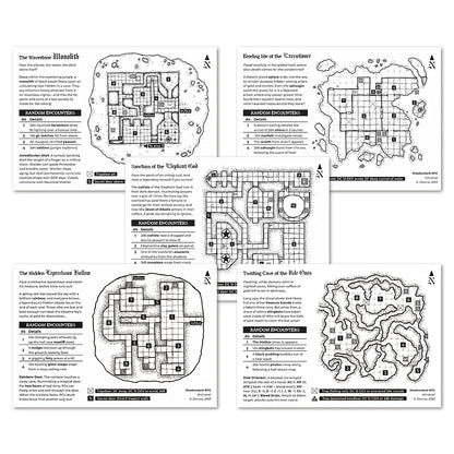 Shadowdark RPG - Five Mini Adventure Cards Print