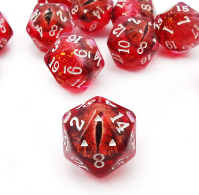 Rellenos -D20 de Ojo de Dragón Rojo | Dados para juegos de rol y mesa en PiedraBruja Chile