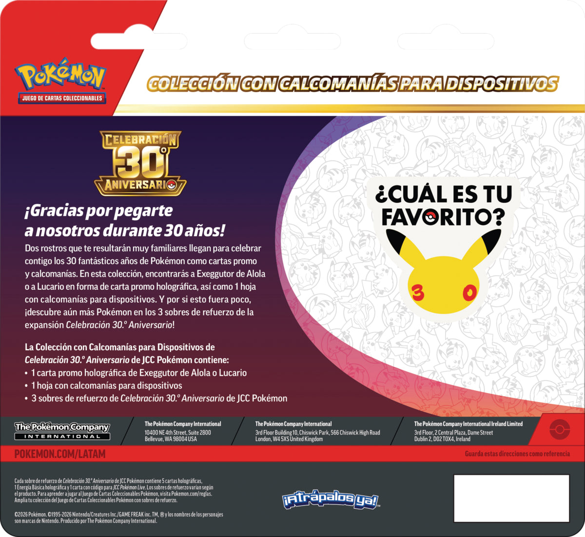 Pokemon TCG 30th Celebration - Lucario Tech Sticker Collection ESP