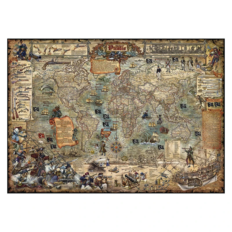 Puzzle 2000 Piezas - Pirate World Map Art