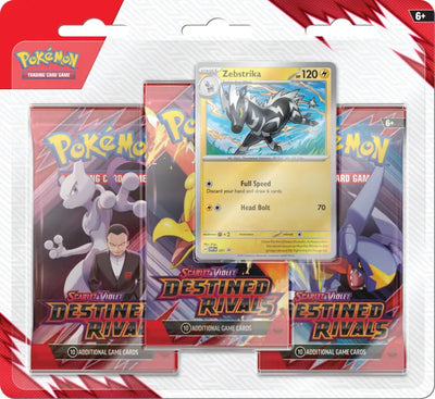 Scarlet & Violet Destined Rivals 3 Pack Blister | Pokémon TCG, sobres, cartas pokemon y coleccionables en PiedraBruja Chile