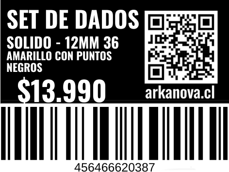 Sólido - 12mm 36 Dados Amarillo con Puntos Negros