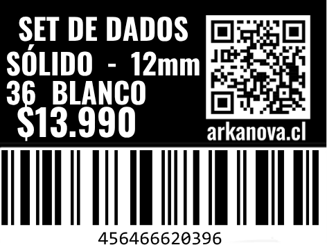 Sólido - 12mm 36 Dados Blanco