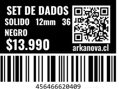 Sólido - 12mm 36 Dados Negro | Dados para juegos de rol y mesa en PiedraBruja Chile