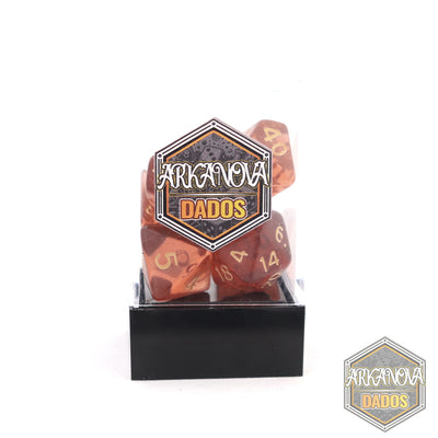 Transparentes - Ámbar | Dados para juegos de rol y mesa en PiedraBruja Chile