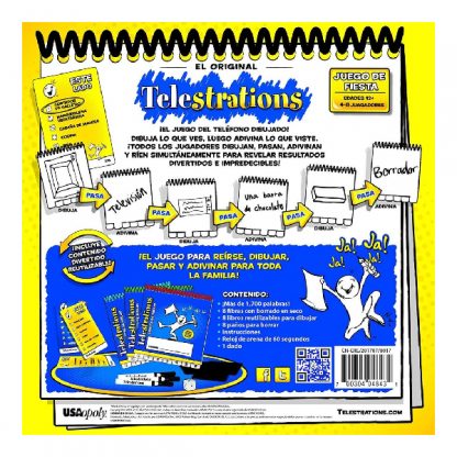 Contraportada del juego de mesa telestrations