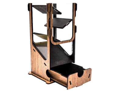 Torre de Dados - Madera y Eco Cuero Negro | Dados para juegos de rol y mesa en PiedraBruja Chile