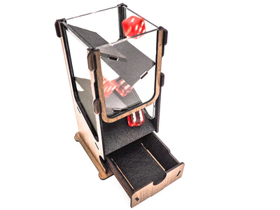 Torre de Dados - Madera y Eco Cuero Negro | Dados para juegos de rol y mesa en PiedraBruja Chile