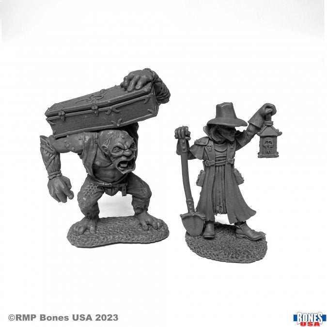 Miniatura Townsfolk Gravedigger and Henchman | Piedra Bruja