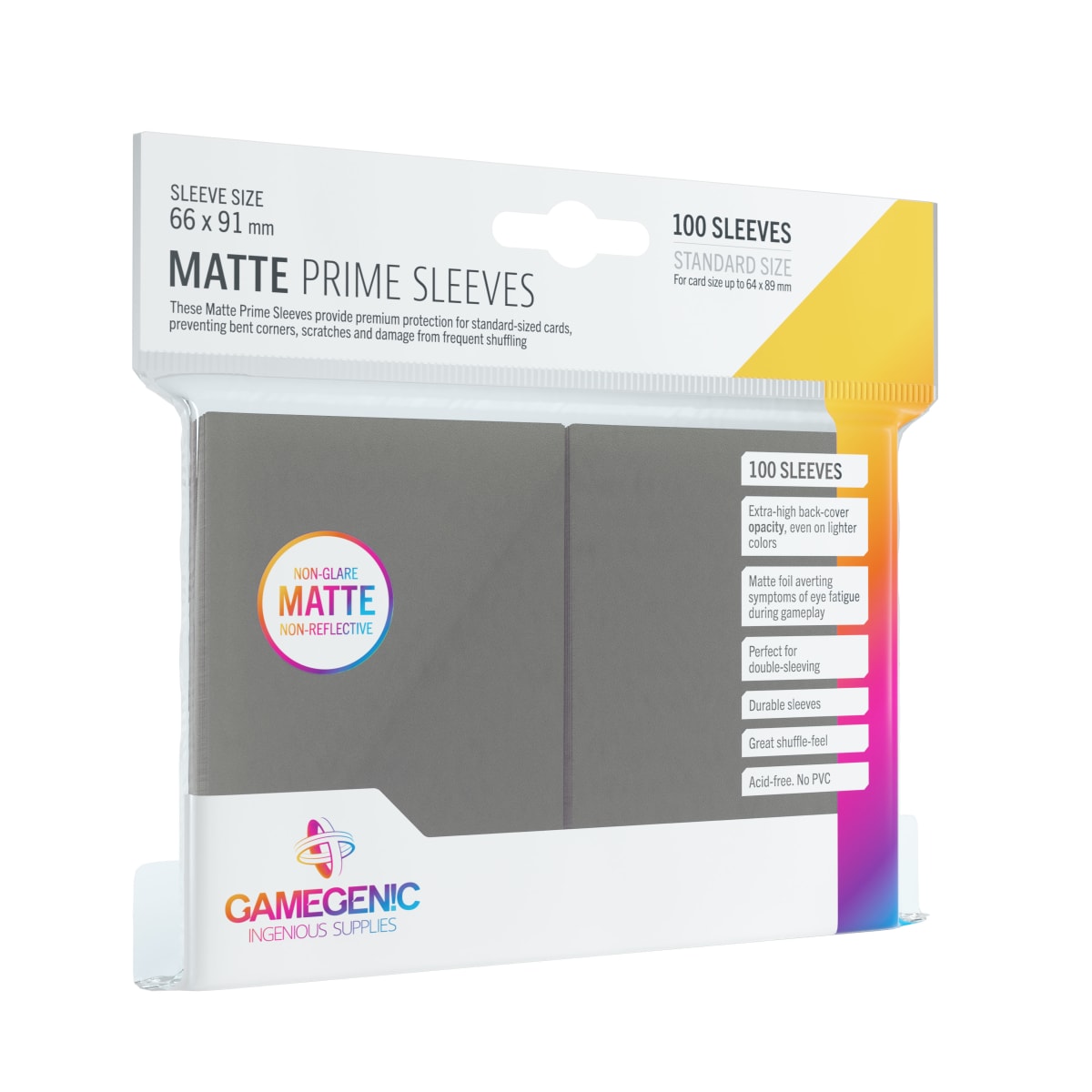 Protectores Prime - Matte Grey (x100) | Accesorios Gamegenic para TCG en PiedraBruja Chile