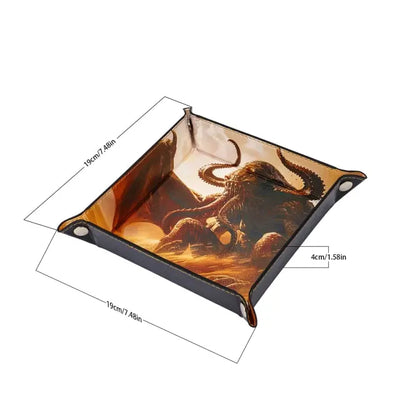 Bandeja para Dados - Diseño Cthulhu Naranja | Dados para juegos de rol y mesa en PiedraBruja Chile